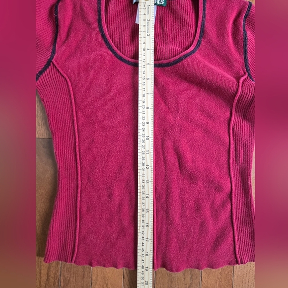 Y2K Cotton Roots Red And Black Knit Fitted Top Medium - Picture 8 of 8